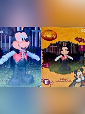 Gemmy X Disney Halloween Mickey Mouse Vampire Airblown Inflatable LED 5’